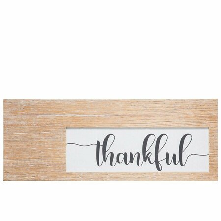 H2H Wood Rectangle Wall Decor with Side Corner Thankful in Cursive Writing on Cloth, Brown H23859631